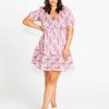 Clothing Sass Clothing | Jemima Wrap Front Mini Dress Pink Paisley