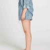 Clothing Sass Clothing | Zahlia High Waisted Relaxed Fit Lyocell Short - Denim Blue Cheetah Denim Cheetah