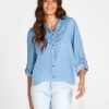 Clothing Sass Clothing | Willow Boxy Shirt Blue Wash