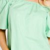 Clothing Sass Clothing | Cassie Off Shoulder Top Mint