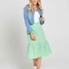 Clothing Sass Clothing | Cassie Frill Hem Skirt Mint