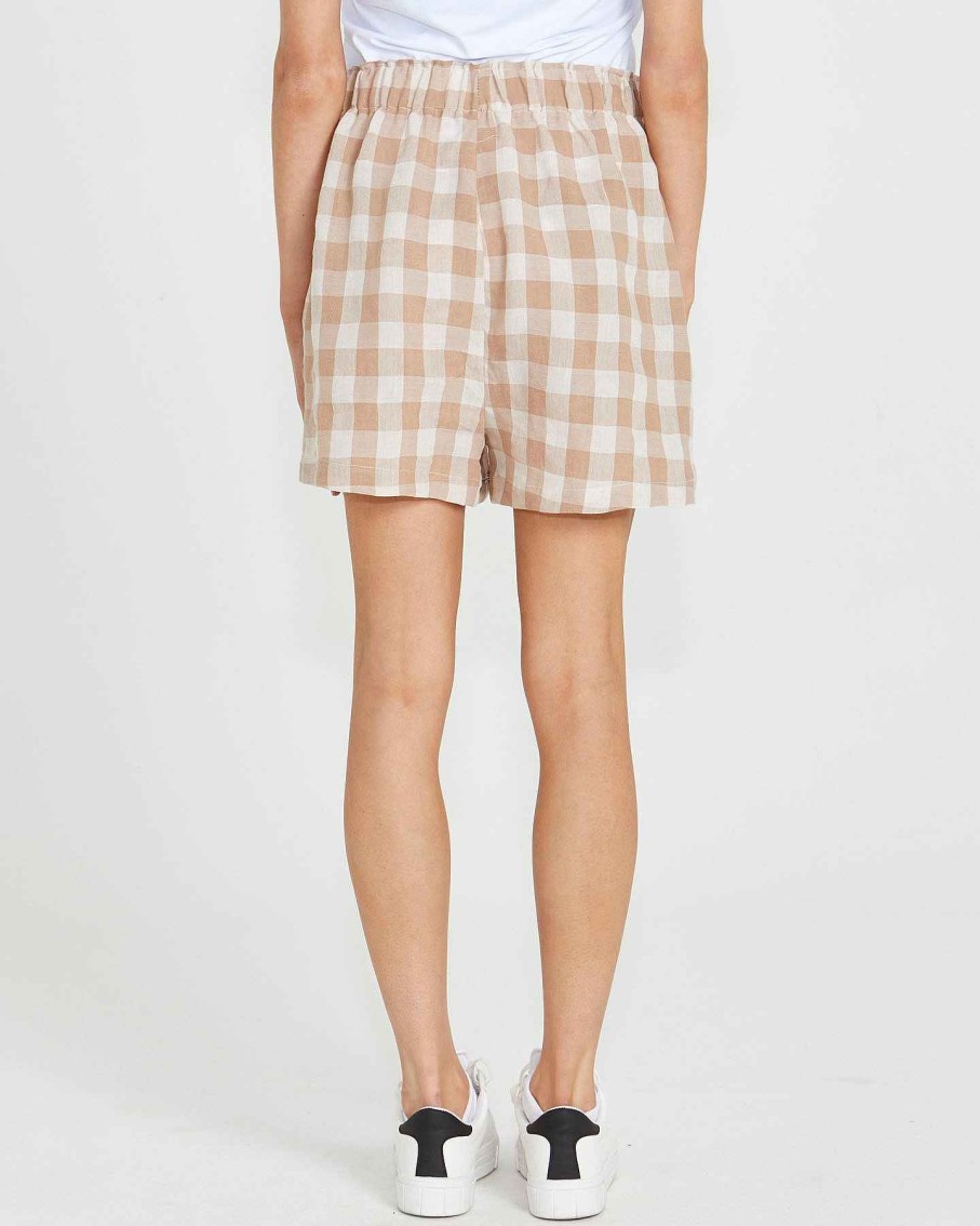 Clothing Sass Clothing | Stevie Drawcord Short Mocha Check