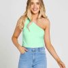 Clothing Sass Clothing | Bec One Shoulder Top Mint