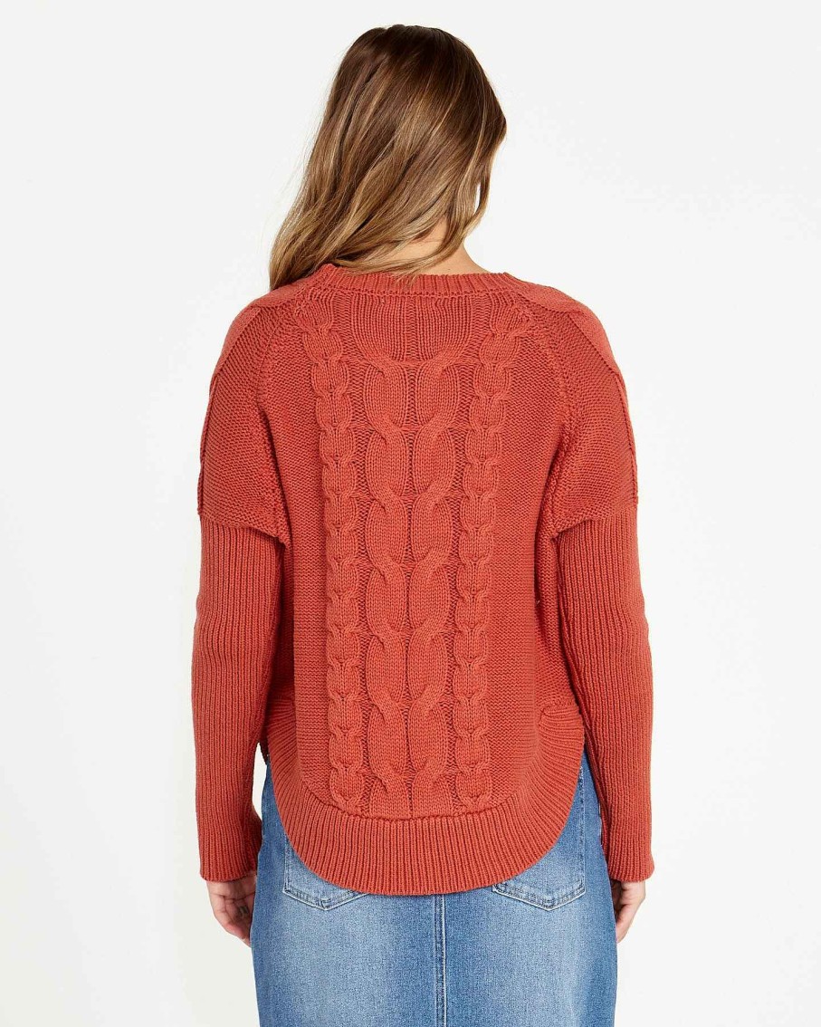 Clothing Sass Clothing | Jacinta Cable Knit Jumper Rosewood