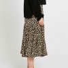 Clothing Sass Clothing | Tegan Tiered Boho Midi Skirt Black Floral Ditsy