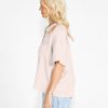 Clothing Sass Clothing | Selena Short Sleeve Button Up Linen-Blend Shirt Pink Blush