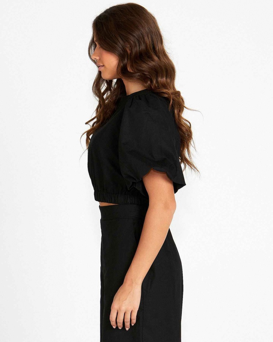 Clothing Sass Clothing | Marnie Balloon Sleeve Top Black