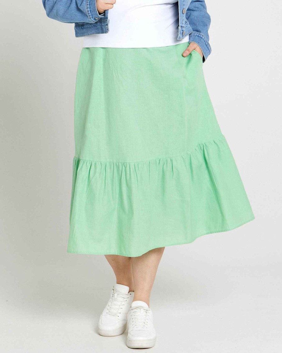 Clothing Sass Clothing | Cassie Frill Hem Skirt Mint