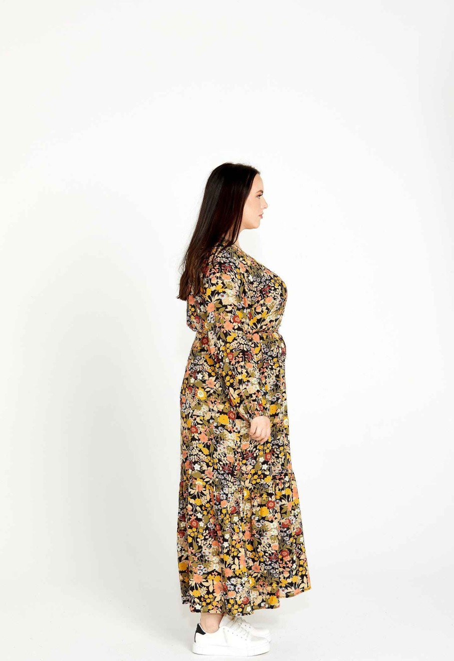 Clothing Sass Clothing | Brigitte Balloon Sleeve Maxi Dress Winter Floral