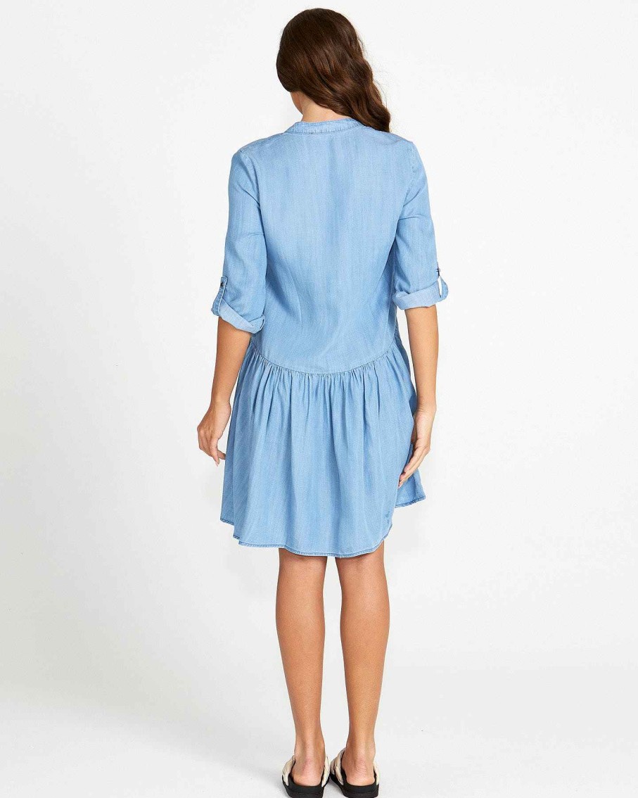 Clothing Sass Clothing | Willow Shirt Dress Blue Wash