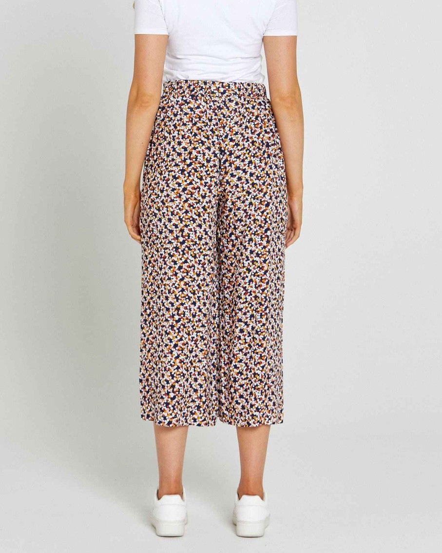 Clothing Sass Clothing | Isobelle Wide Leg Pant Navy Floral Ditsy