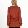 Clothing Sass Clothing | Peggy Side Zip Knit Top Chestnut