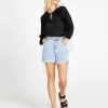 Clothing Sass Clothing | Ruby Keyhole Front Long Sleeve Frill Sleeve Cotton Top Black