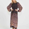 Clothing Sass Clothing | Suki Long Sleeve Maxi Dress Ditsy Border