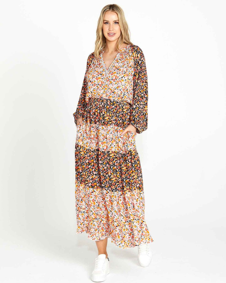 Clothing Sass Clothing | Jemma Tiered Maxi Dress Multi Ditsy