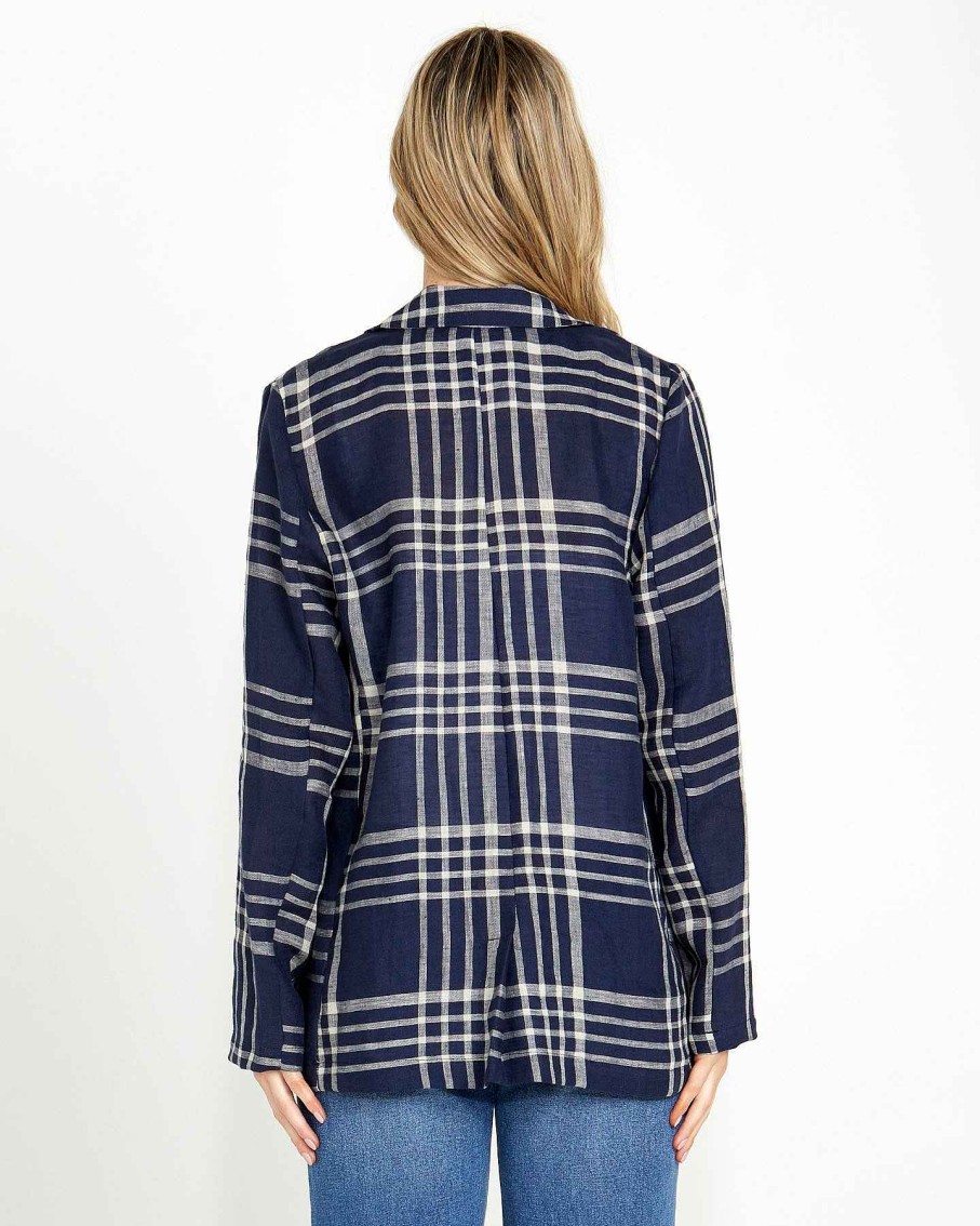 Clothing Sass Clothing | Pippa Blazer Navy Check