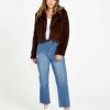 Clothing Sass Clothing | Xanthe Cropped Fur Jacket Chocolate