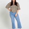 Clothing Sass Clothing | Emelia Balloon Sleeve Top Animal