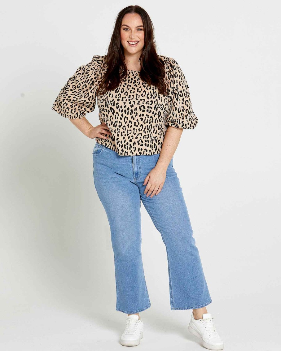 Clothing Sass Clothing | Emelia Balloon Sleeve Top Animal