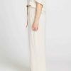 Clothing Sass Clothing | Portia Elasticated Wide Leg Linen-Blend Pants Beige Oatmeal