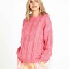 Clothing Sass Clothing | Felicity Cable Knit Top Rose Pink