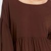 Clothing Sass Clothing | Yasmin Bubble Sleeve Top Chocolate