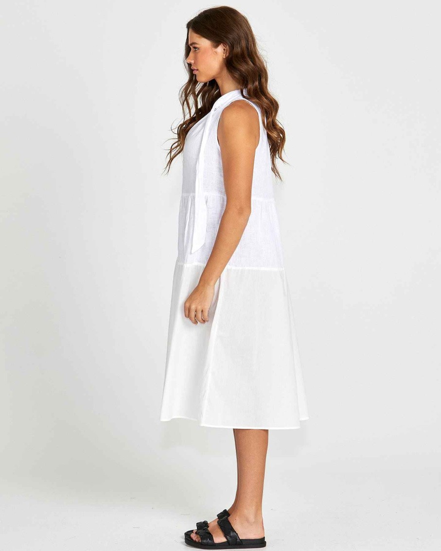 Clothing Sass Clothing | Savannah Dress White