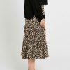 Clothing Sass Clothing | Tegan Tiered Boho Midi Skirt Black Floral Ditsy