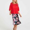 Clothing Sass Clothing | Millie Puff Sleeve Top Scarlet