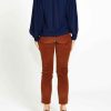 Clothing Sass Clothing | Lilah Skinny Leg Cord Pant Amber Brown