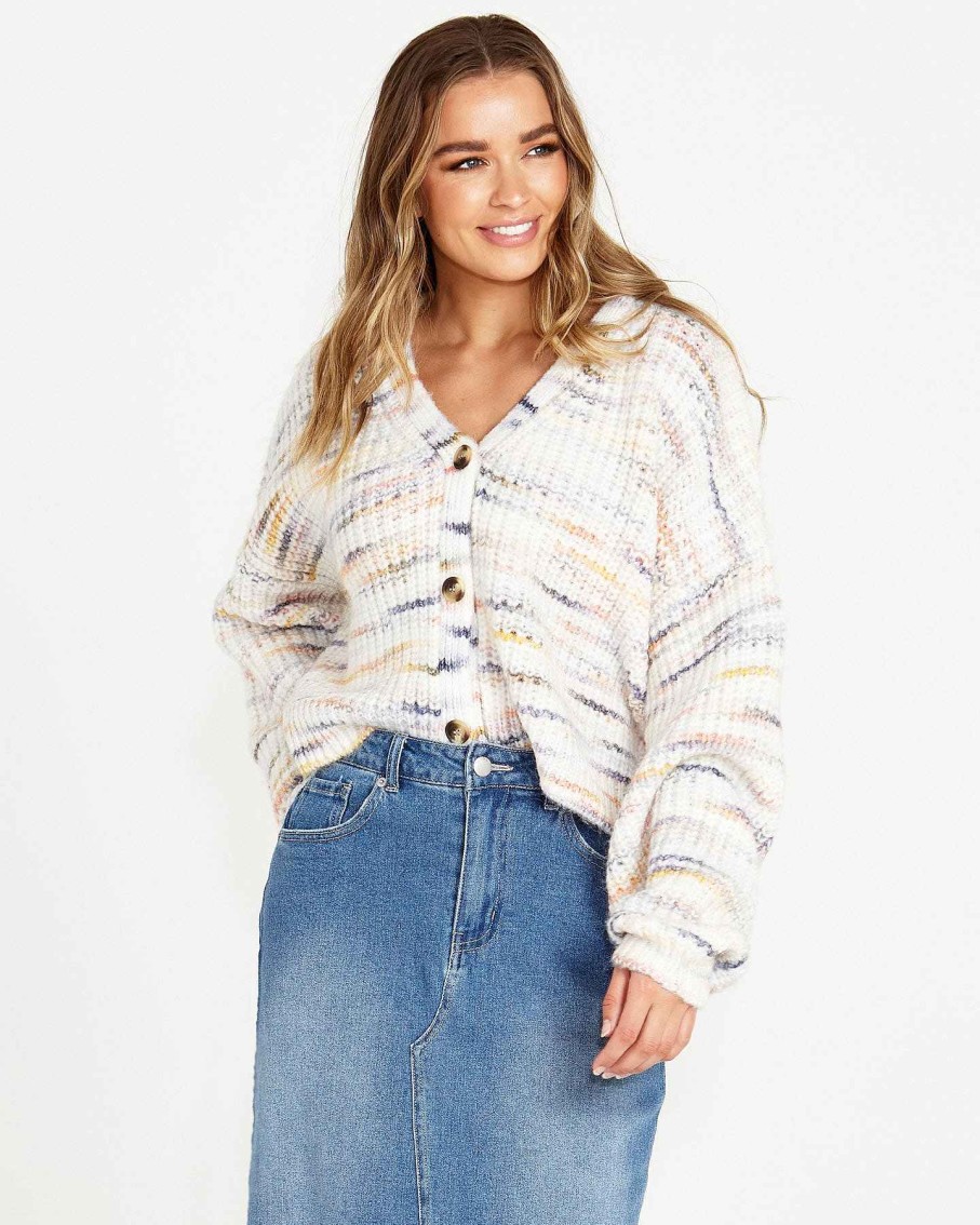 Clothing Sass Clothing | Pepper Space Cardi Rainbow Marle