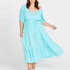 Clothing Sass Clothing | Felix Tiered Midi Dress Aqua