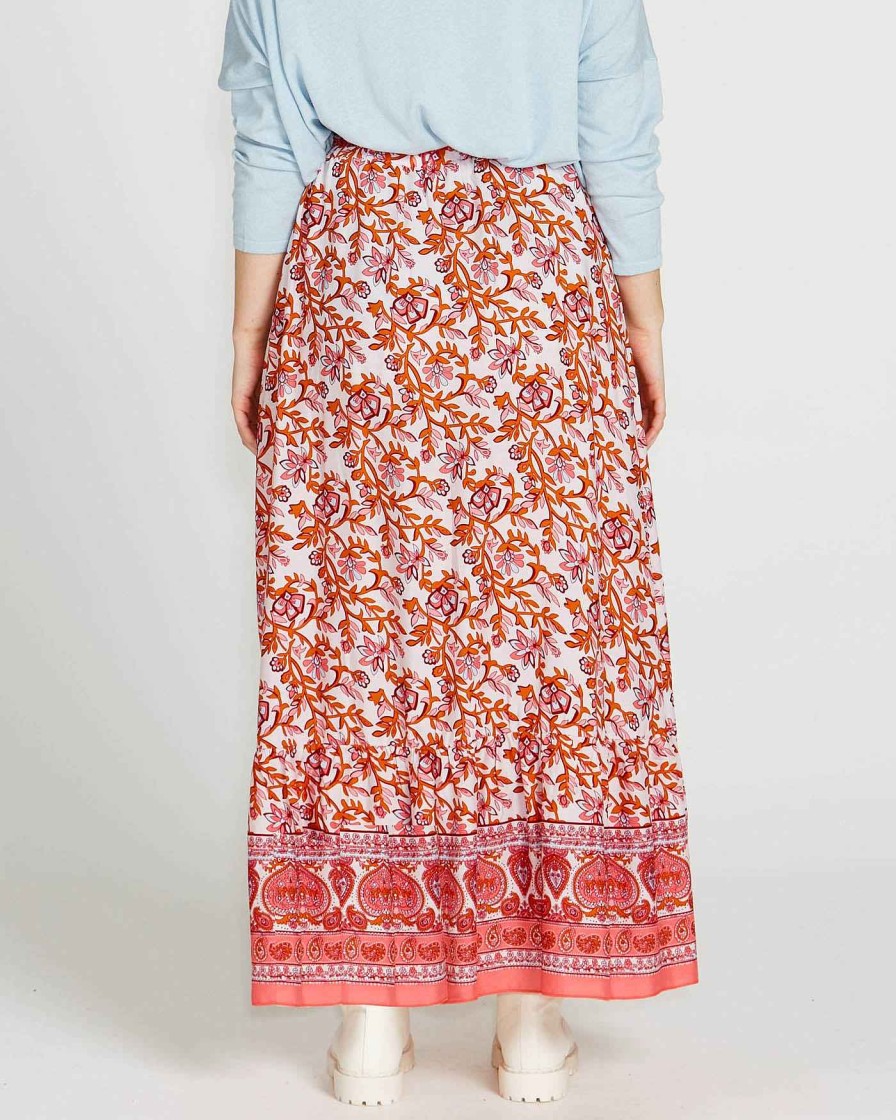 Clothing Sass Clothing | Ashley Midi Skirt Pink Blossom