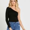 Clothing Sass Clothing | Anna One Sleeve Top Black