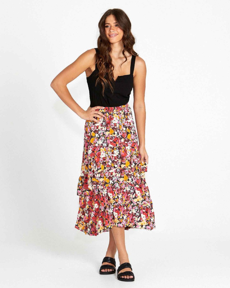 Clothing Sass Clothing | Arabella Frill Skirt Flower Print