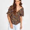 Clothing Sass Clothing | Lilith V-Neck Top Black Floral