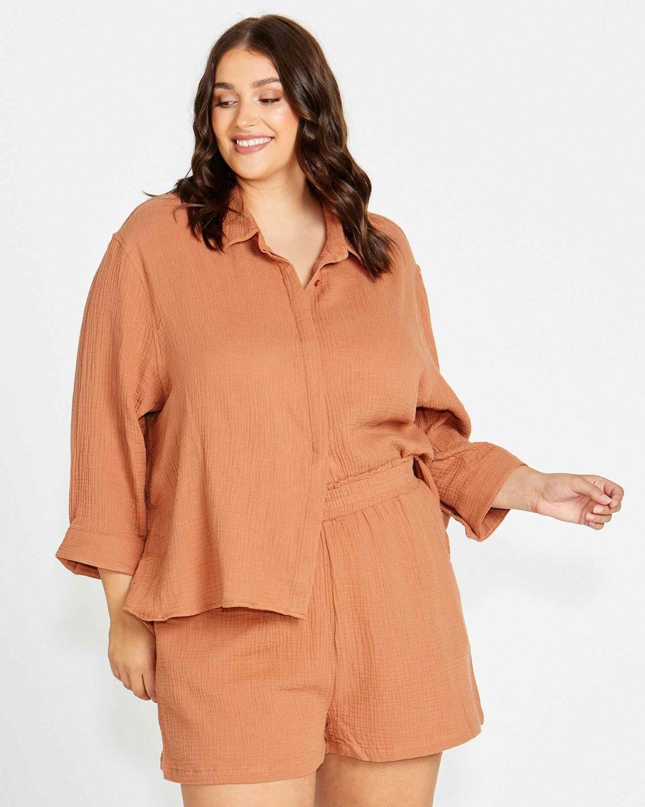 Clothing Sass Clothing | Felix Oversized Shirt Mocha