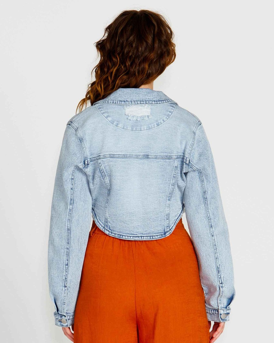 Clothing Sass Clothing | Rhea Cropped Denim Jacket 70 Wash