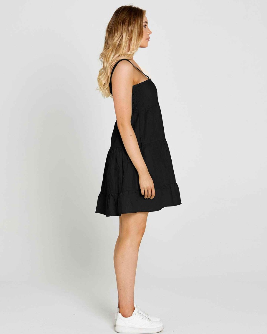 Clothing Sass Clothing | Cassie Tiered Mini Dress Black