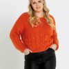 Clothing Sass Clothing | Erin Cable Knit Jumper Burnt Orange