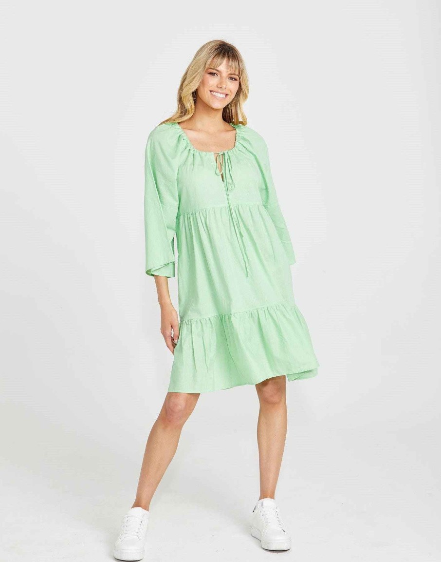 Clothing Sass Clothing | Cassie Kaftan Mini Dress Mint