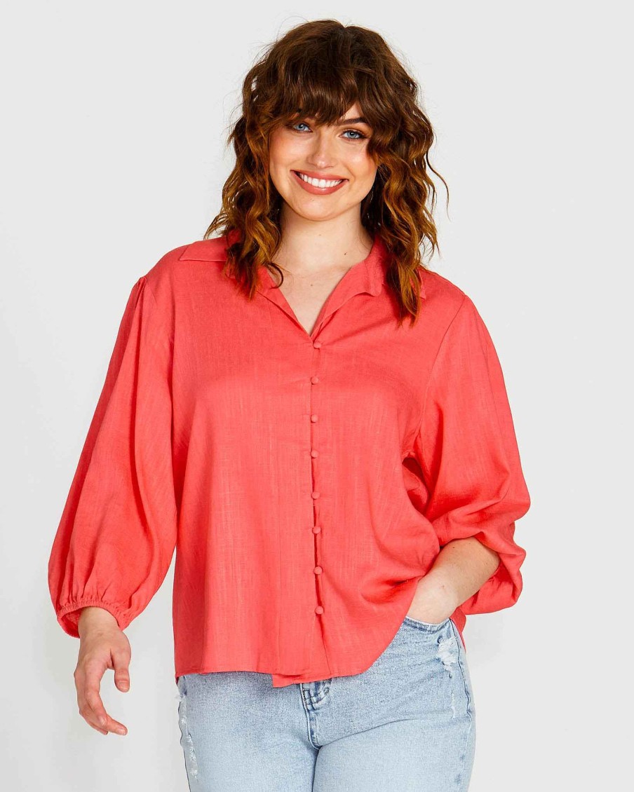 Clothing Sass Clothing | Francesca Relaxed Blouse Pink