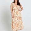 Clothing Sass Clothing | Emelia Sleeveless Midi Dress Peach Bloom