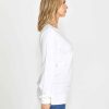 Clothing Sass Clothing | Peggy Side Zip Knit Top White