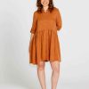 Clothing Sass Clothing | Zahlia Relaxed Tiered Lyocell Shirt Dress Sandy Tan