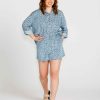 Clothing Sass Clothing | Zahlia High Waisted Relaxed Fit Lyocell Short - Denim Blue Cheetah Denim Cheetah