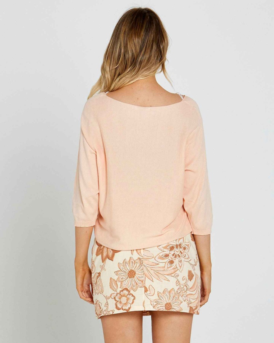 Clothing Sass Clothing | Donna Knit Top Peach