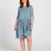 Clothing Sass Clothing | Zahlia Relaxed Tiered Lyocell Shirt Dress - Denim Blue Cheetah Denim Cheetah