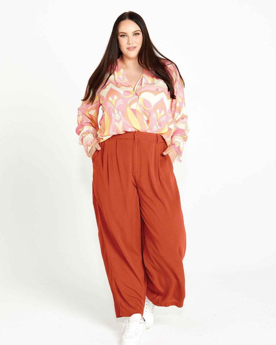 Clothing Sass Clothing | Vivienne Wide Leg Pant Chestnut