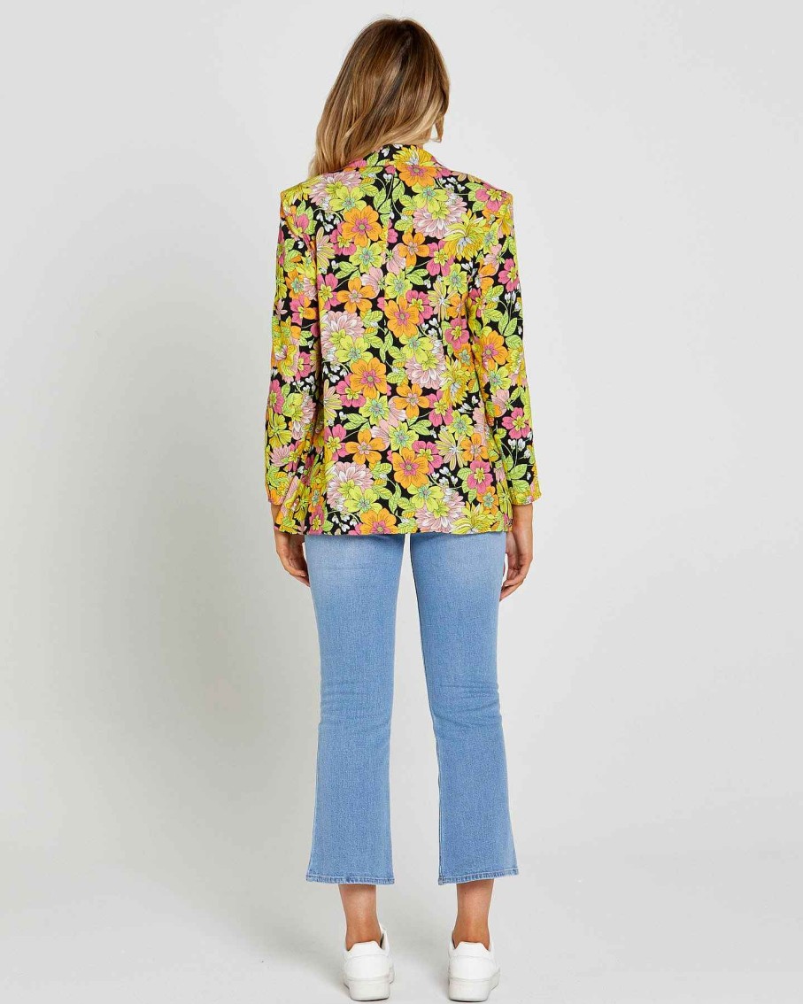 Clothing Sass Clothing | Nicola Printed Blazer Floral Bloom